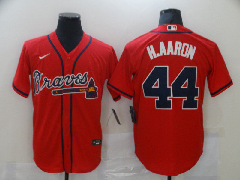 Men Atlanta Braves #44 H.aaron Red Game Nike MLB Jerseys